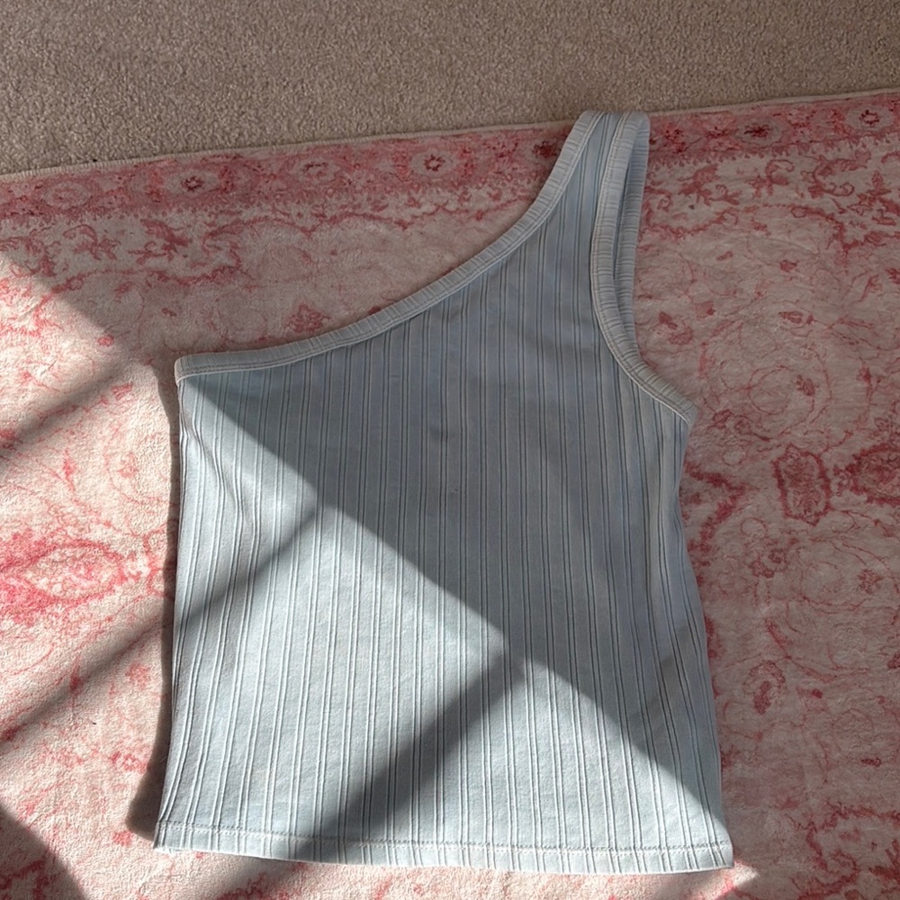 American Eagle Outfitters Gray Asymmetrical Ribbed Tank Top